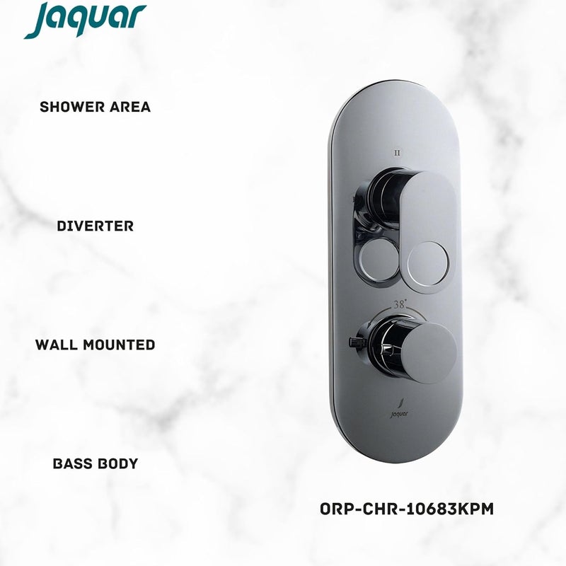 JAQUAR ORNAMIX Prime Series Normal Flow Concealed Fitting 3 Way Diverter (Chrome), ORP-CHR-10683KPM | Compatible in-Wall Part ALD-683 is Sold Separately | Wall Mounted, Knob Selector No Button - Image 2