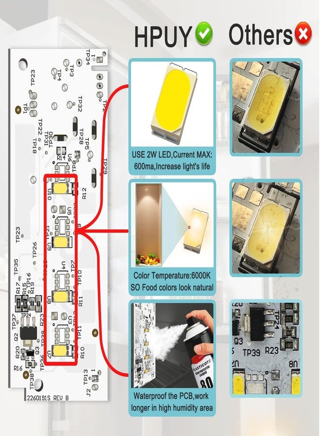 HPUY W10515058 W10515057 Compatible for Whirlpool Kenmore Maytag Refrigerator led Light Replacement repalce WPW10515058 WPW10515057 1PCS Mainled Deriver and 2PCS LED Boards no-Include Plastic Cover - Image 4