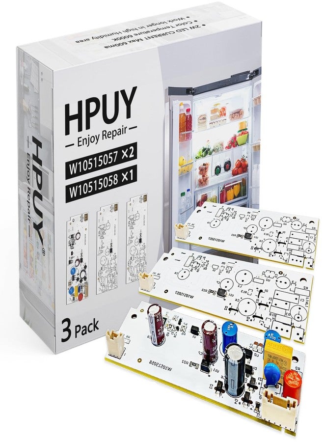 HPUY W10515058 W10515057 Compatible for Whirlpool Kenmore Maytag Refrigerator led Light Replacement repalce WPW10515058 WPW10515057 1PCS Mainled Deriver and 2PCS LED Boards no-Include Plastic Cover - Image 2
