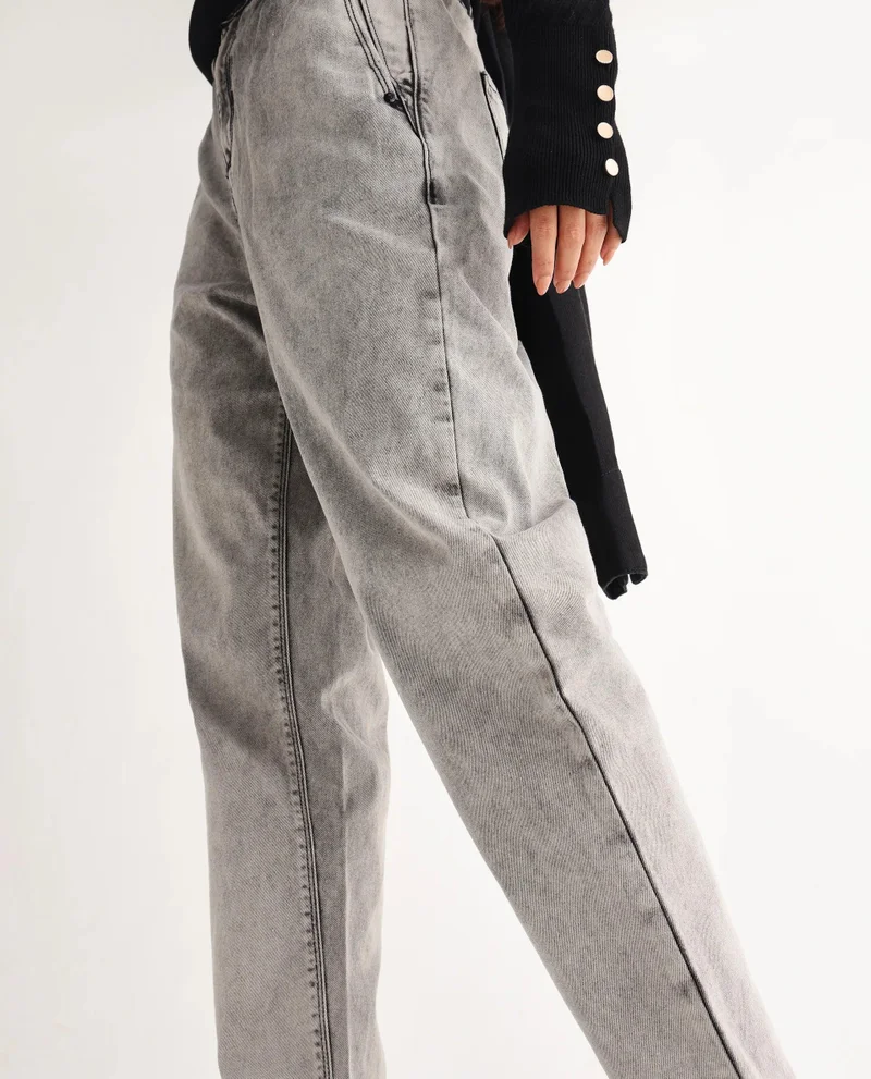Rareism Women's Paperbag Waist Wide Leg Jeans