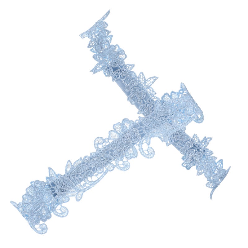 1 Pair of Fashion Bridal Garters Beautiful Wedding Lace Flower Garters Decorative Garters for Woman(Sky- ) - Image 4