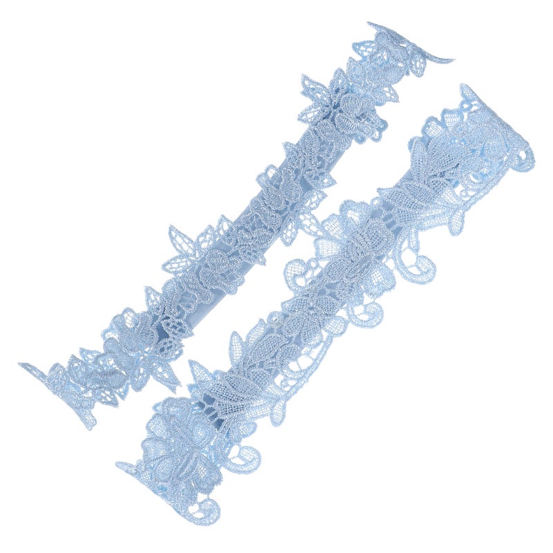 1 Pair of Fashion Bridal Garters Beautiful Wedding Lace Flower Garters Decorative Garters for Woman(Sky- ) - Image 5