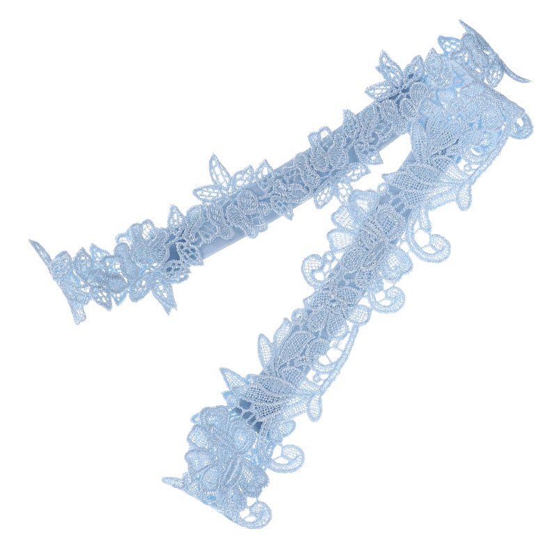 1 Pair of Fashion Bridal Garters Beautiful Wedding Lace Flower Garters Decorative Garters for Woman(Sky- ) - Image 3
