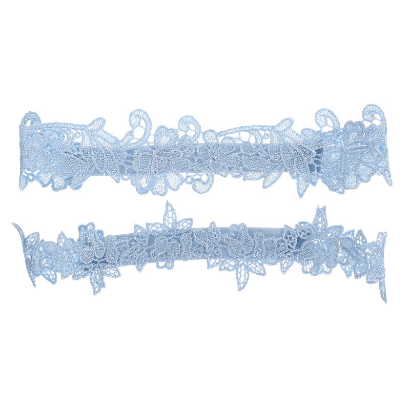 1 Pair of Fashion Bridal Garters Beautiful Wedding Lace Flower Garters Decorative Garters for Woman(Sky- ) - Image 1