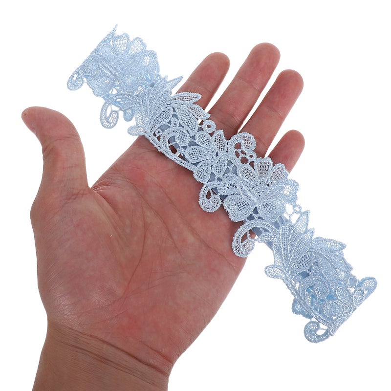 1 Pair of Fashion Bridal Garters Beautiful Wedding Lace Flower Garters Decorative Garters for Woman(Sky- ) - Image 2