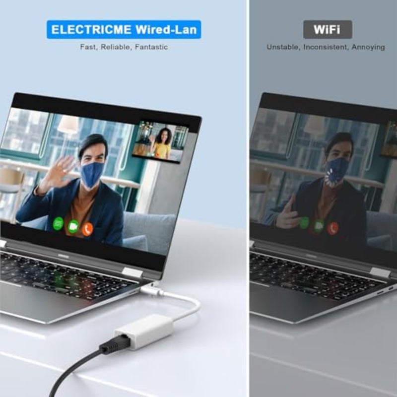 USB C to Ethernet Adapter, Driver Free Type C to RJ45 Network LAN Converter, Compatible with Macbook/Surface/Laptop/iPhone/iPad, Supports 100Mbps High Speed, Plug and Play - Image 5