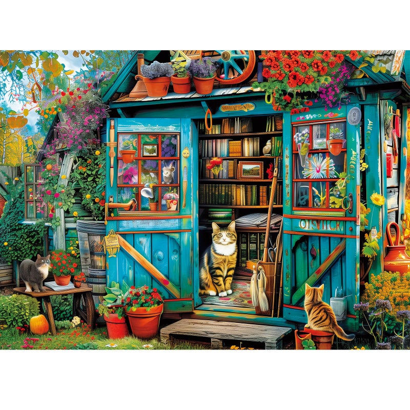 WSCXSC 500 Piece Puzzle for Adults Jigsaw Puzzles Cat Puzzles Book House Puzzles for Adult Elderly Artistic Decorations Educational Toys Challenging Activity Gift Family Puzzle Lovers for Friends - Image 3