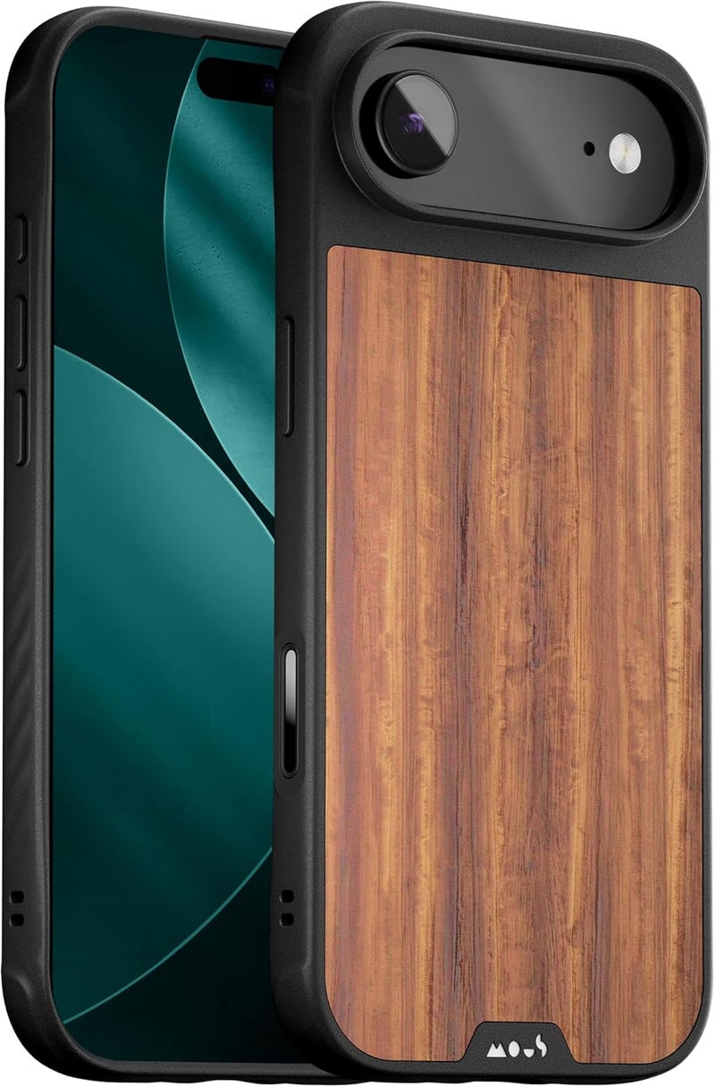 Mous iPhone 17 Air Wood Case Black Compatible with MagSafe (Camera Control Cover), Shockproof, Full Camera Protection, Scratch-Resistant Back - Image 1