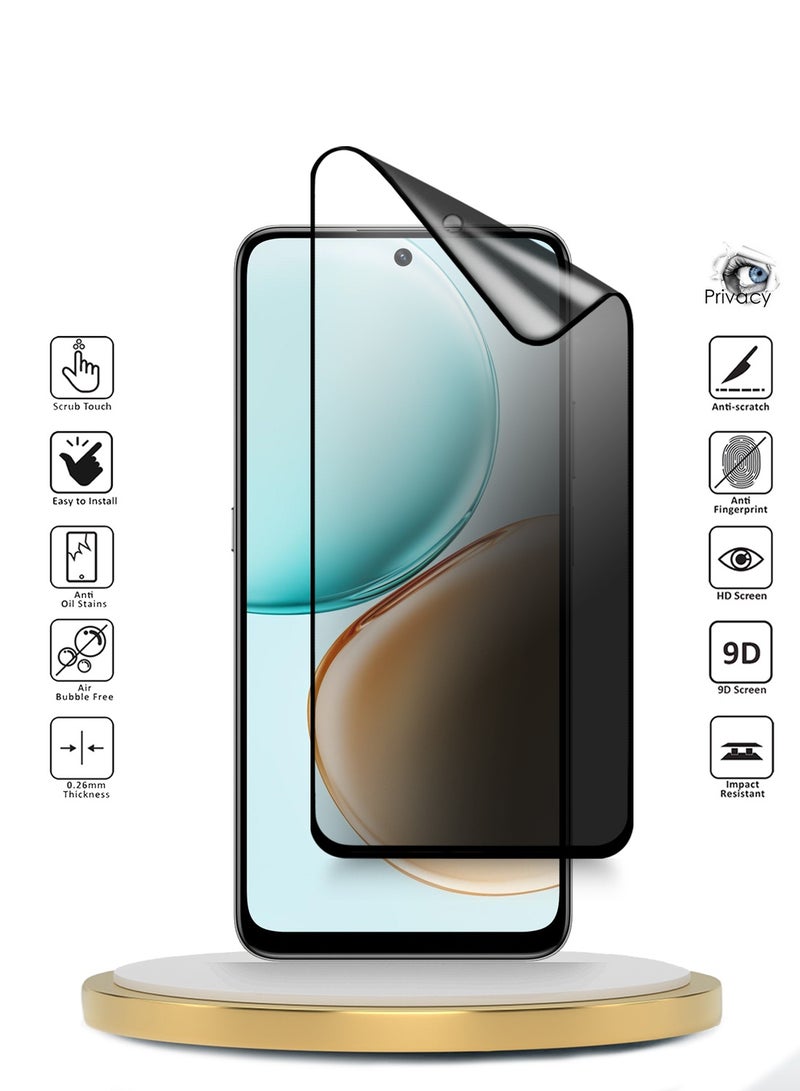 Wtech Honor X7d 4G 2025 Premium Nano Ceramic Privacy Full Glue Full Cover Matte Flexible Screen Protector (MSCNMP) - Clear/Black - Image 2