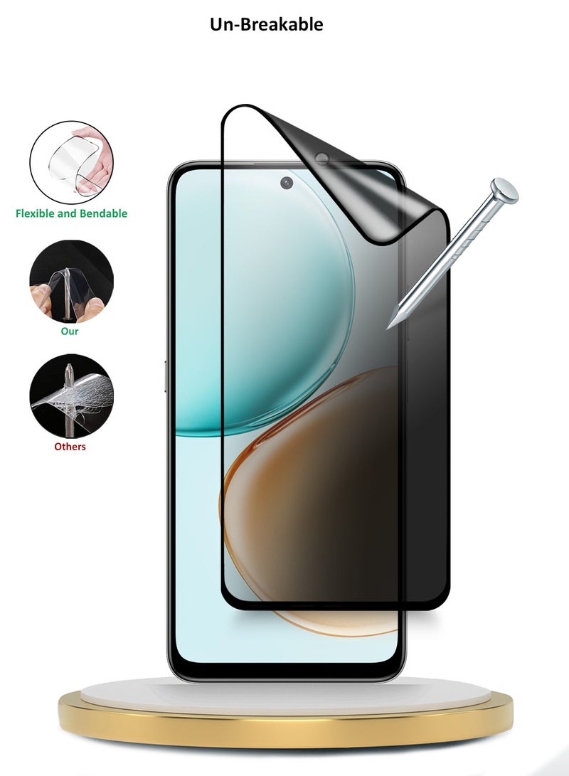 Wtech Honor X7d 4G 2025 Premium Nano Ceramic Privacy Full Glue Full Cover Matte Flexible Screen Protector (MSCNMP) - Clear/Black - Image 3