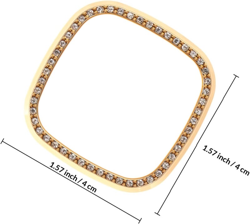 Protective Watch Case Cover Compatible with Fitbit 3/Sense, Gold Electroplated Shockproof Shell with Single Row Rhinestones, Full-Body Smartwatch Frame Accessory for Daily Wear - Image 2