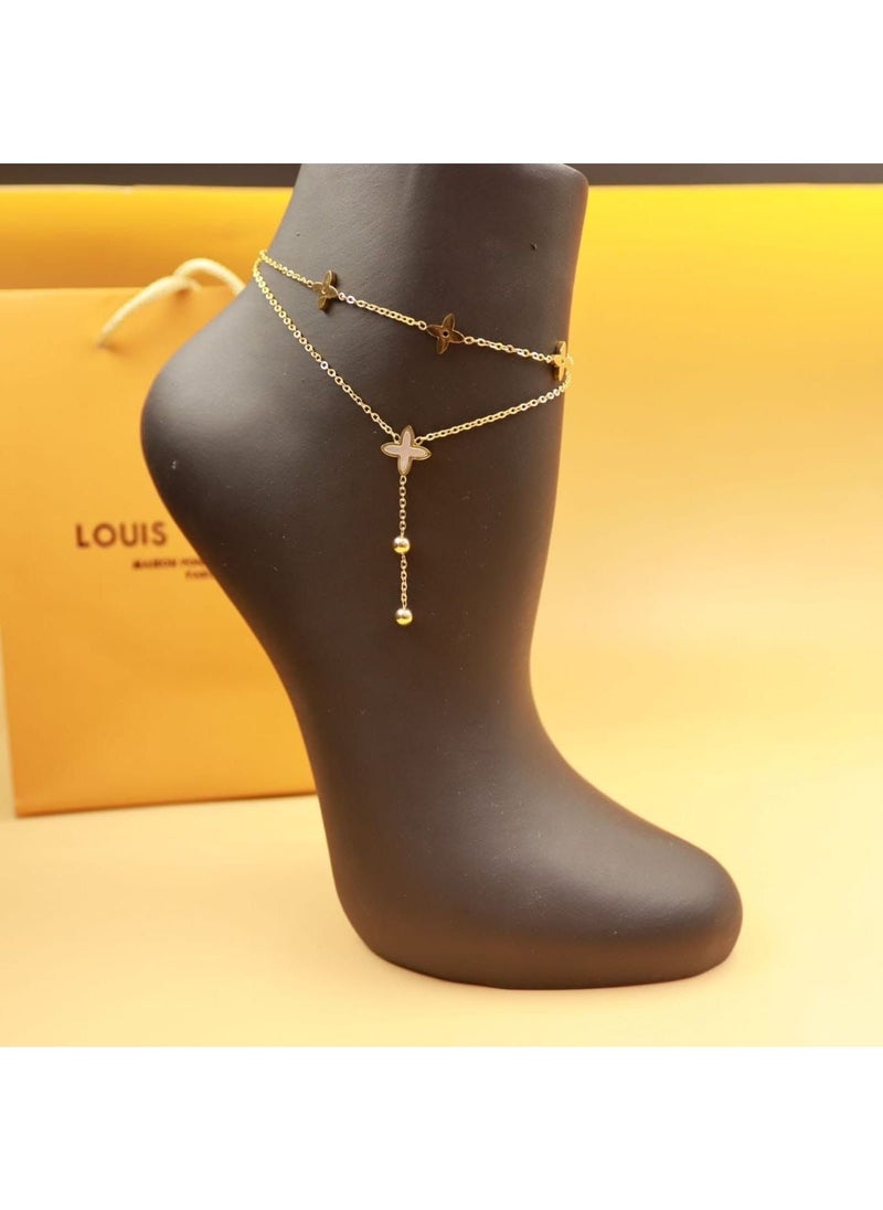 Generic - Thin Size Gold Plated Brass Stylish Ghungroo Golden Anklets, Handcrafted Anklets, Indian anklets, and Gold ankle bracelet pair for women - Image 1