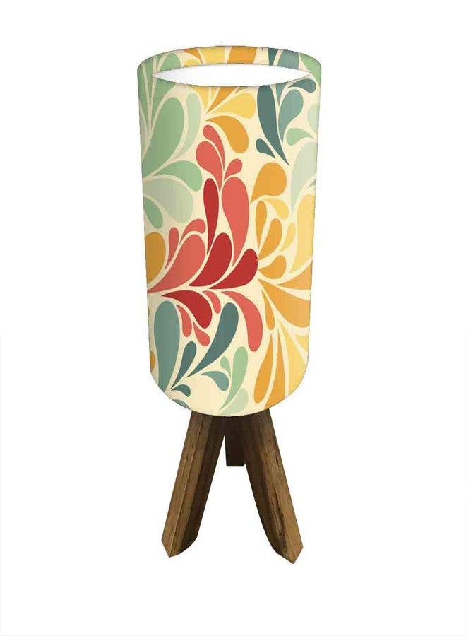 Nutcase Mini Teak Wood Retro Flower Bedside Table Lamp with Small Tripod (Multicolor) - Bulb Included - Image 3