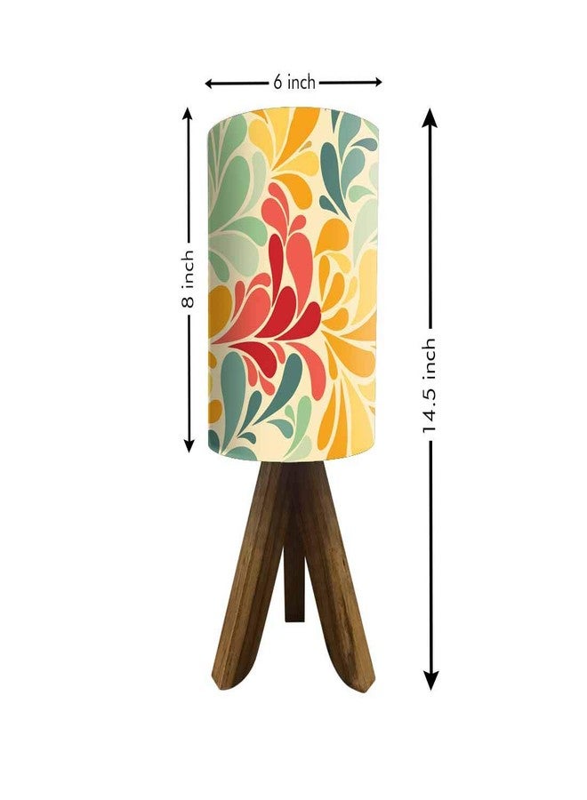 Nutcase Mini Teak Wood Retro Flower Bedside Table Lamp with Small Tripod (Multicolor) - Bulb Included - Image 4