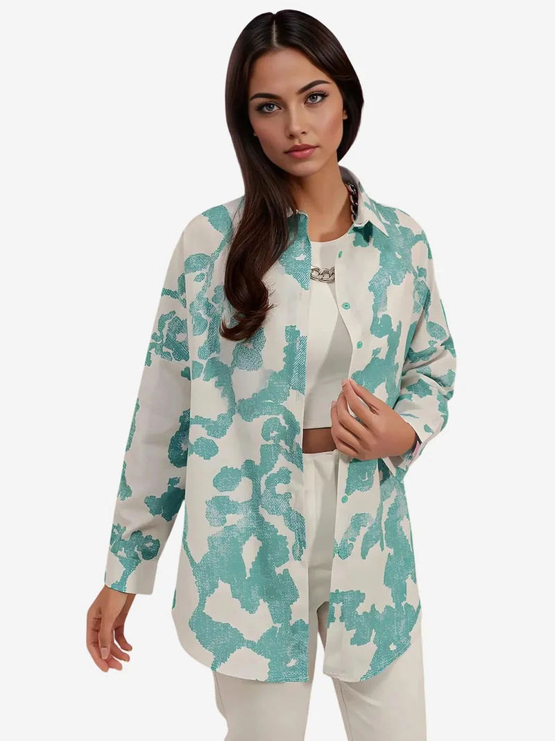 بيغ دارت قميص بأزرار وأكمام طويلة فضفاض من