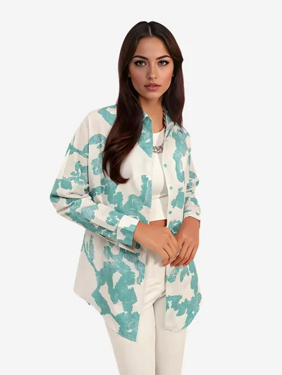 بيغ دارت قميص بأزرار وأكمام طويلة فضفاض من