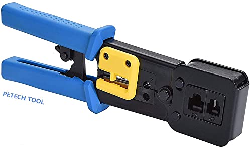 PETECHTOOL RJ45 Crimp Tool Ethernet Pass Thru Crimper with 5Pack 8Pin Replacement Blades for Pass Through Cat5 Cat5e Cat6 RJ45 RJ12 Regular and End Pass Through connectors - Image 4