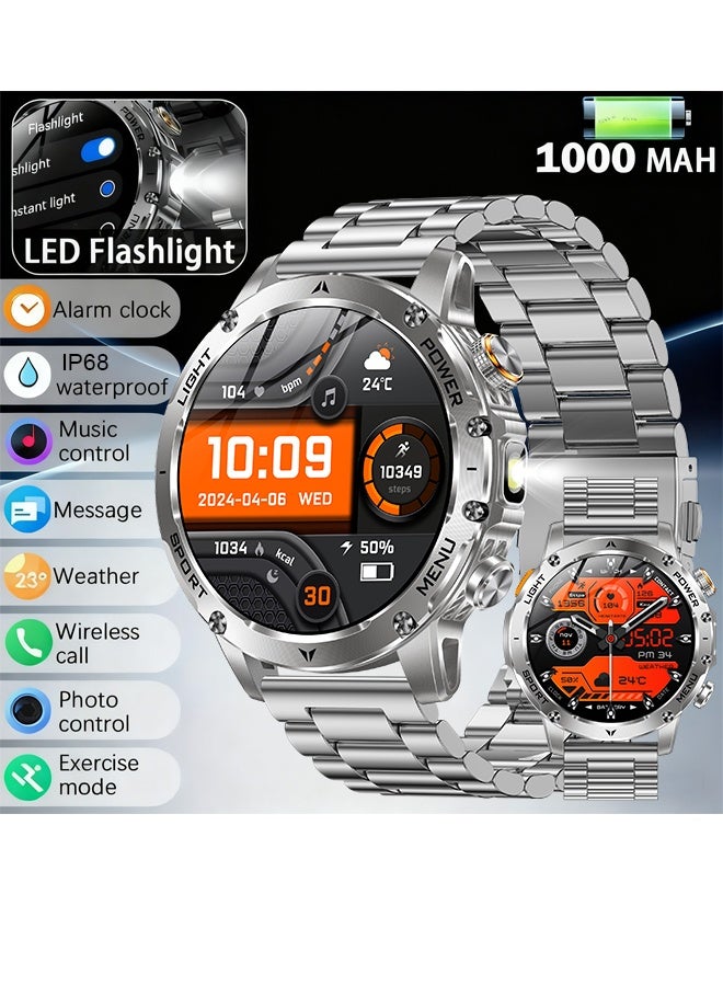 RollsTimi  Men's Bluetooth Smart Watch, 1000mAh Large-Capacity Long-Lasting Battery, 1.7-Inch HD High-Definition Full-Touch Large Screen, LED Side Lighting, Multiple Sports Modes, Magnetic Charging, DIY Personalized Watch Face, Message Notifications, Multiple Languages Available RT AK87 - Image 1