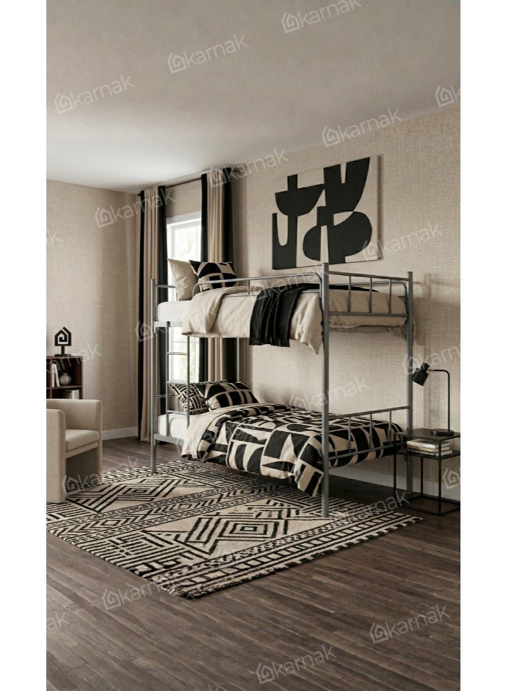 Karnak Koffler Heavy Duty Steel Bunk Bed 90 x 190 cm Double Deck Bed Frame for Home & Shared Spaces (Grey) - Image 4