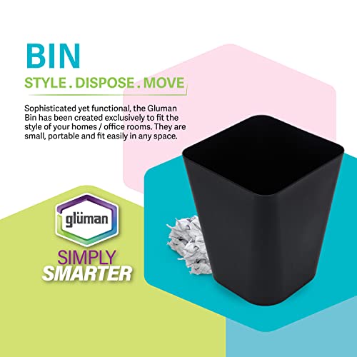 Gluman Open-Top Waste Bin for Home and Office | High Grade Plastic | Conveniently Small and Portable Size | Durable & Long-lasting (7 Litre Bin) (Black (Pack of 2)) - Image 2