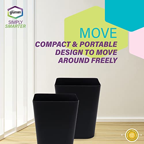 Gluman Open-Top Waste Bin for Home and Office | High Grade Plastic | Conveniently Small and Portable Size | Durable & Long-lasting (7 Litre Bin) (Black (Pack of 2)) - Image 5