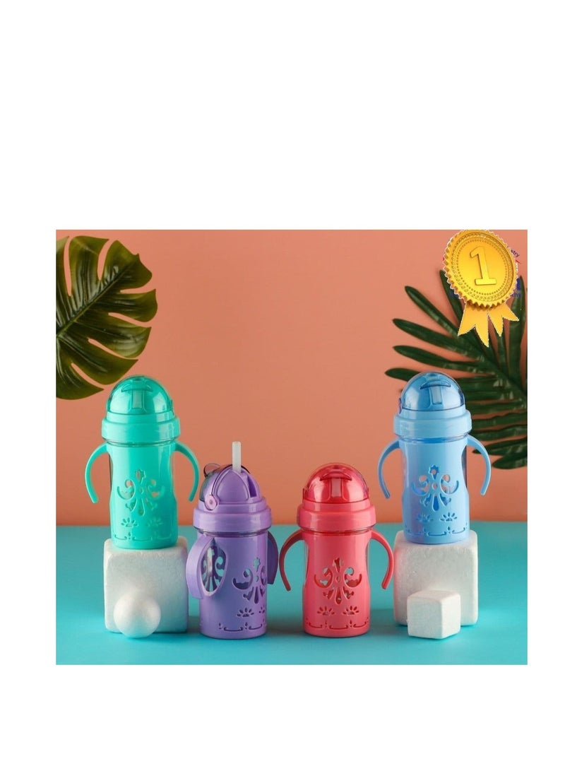 Baby Cup with Straw, cover and Handles-random color  - Image 3