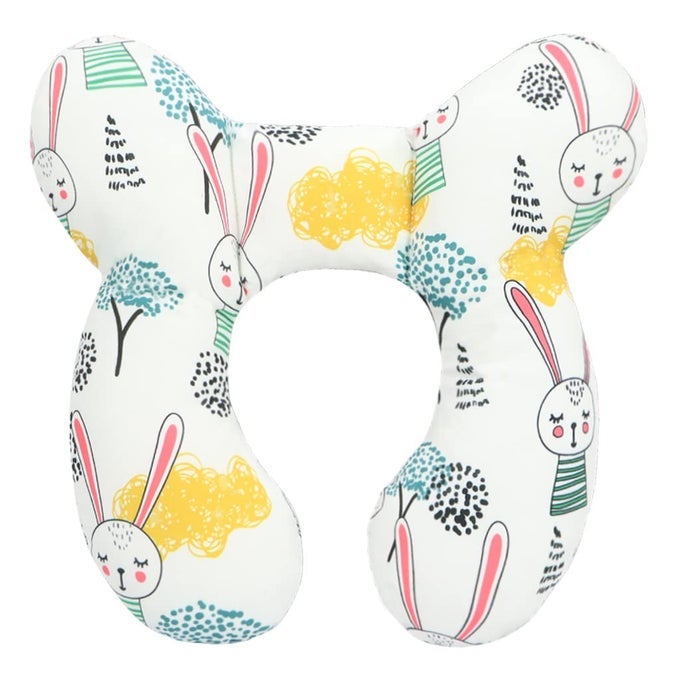BABY TRAVEL PILLOWUPGRADED HEAD AND NECK SUPPORT PILLOW FOR PUSHCHAIR CAR SEATSTROLLER BOUNCER COTTONRABBIT