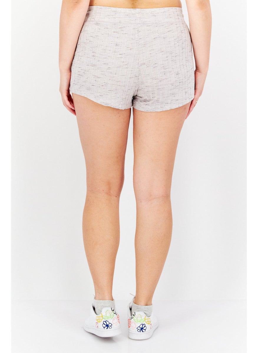 LUCKY BRAND - Women Drawstring Ribbed Shorts, Heather Grey - Image 1