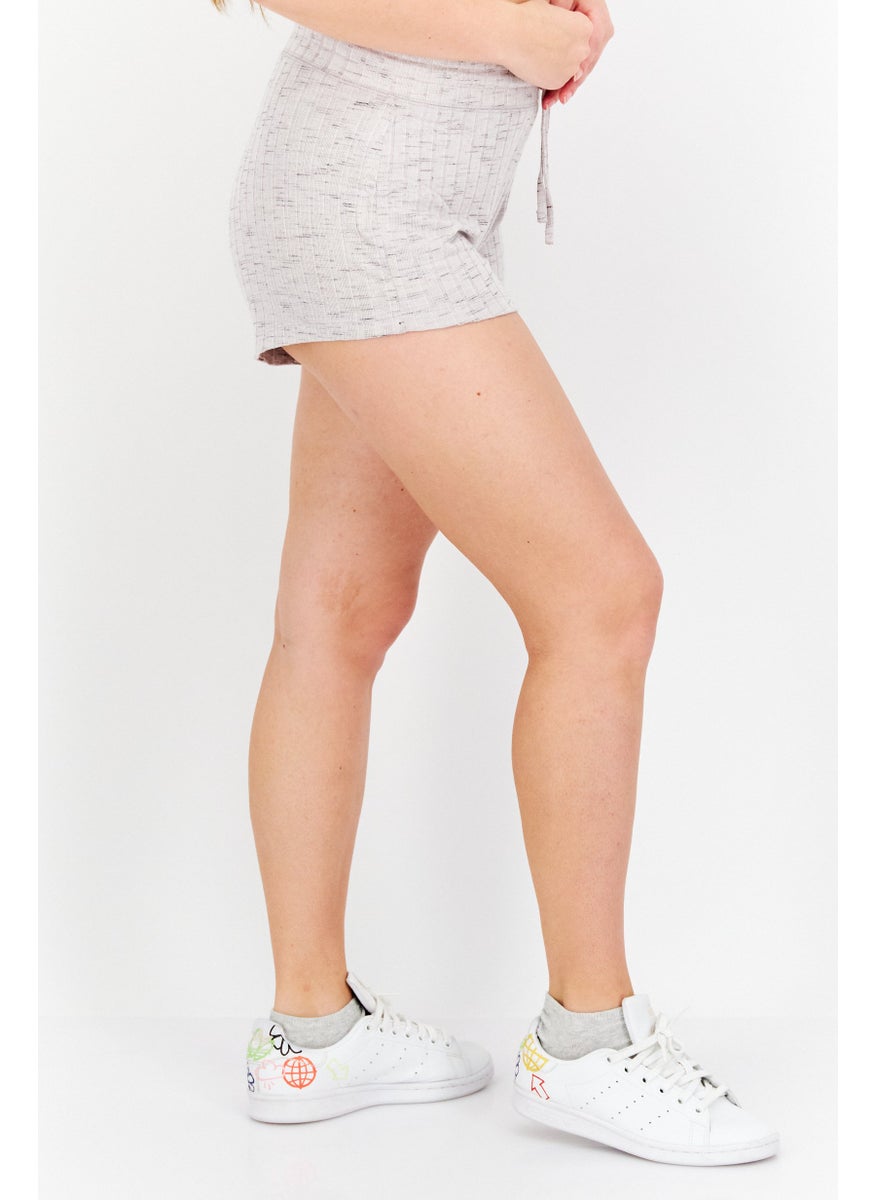 LUCKY BRAND - Women Drawstring Ribbed Shorts, Heather Grey - Image 1