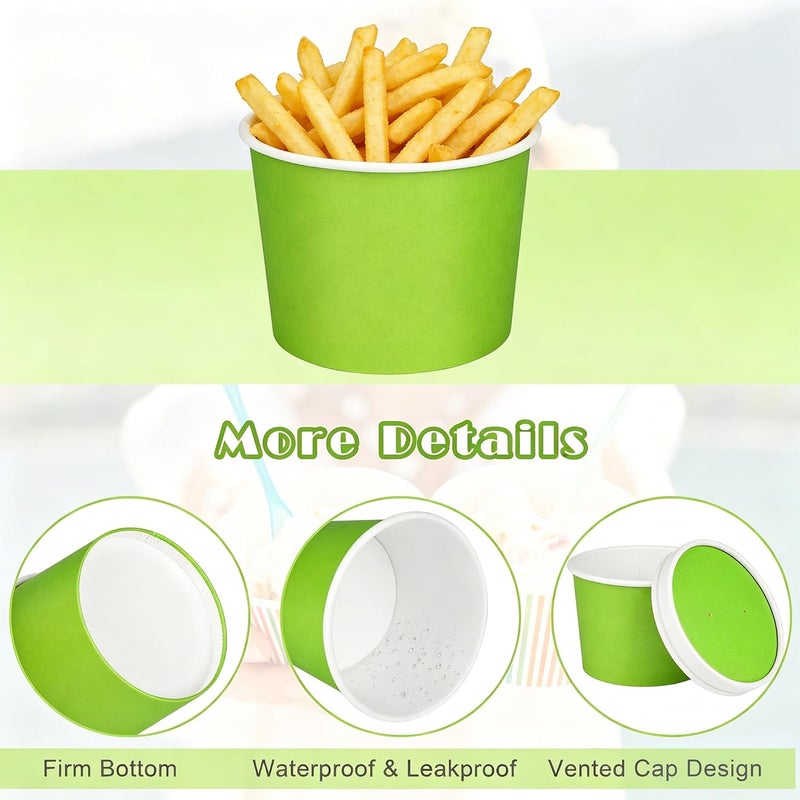 Aodaer 60 Pack 8 Ounces Ice Cream Paper Cups with Lids Disposable Paper Dessert Bowls Ice Cream Containers Sundae Snack Party Supplies Treat Soup Cups for Camping, Trips, Picnics, and Events - Image 3