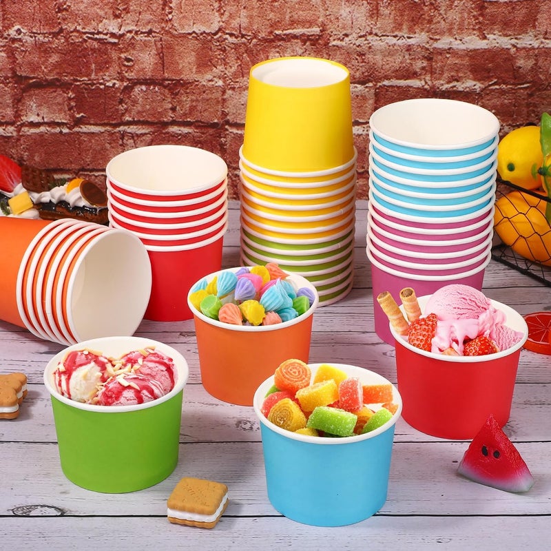 Aodaer 60 Pack 8 Ounces Ice Cream Paper Cups with Lids Disposable Paper Dessert Bowls Ice Cream Containers Sundae Snack Party Supplies Treat Soup Cups for Camping, Trips, Picnics, and Events - Image 5