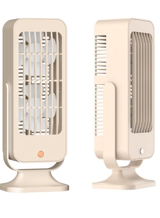 Rechargeable desk fan, portable USB cooling fan, three speeds and adjustable angle, long battery life, small beige table fan - Image 2