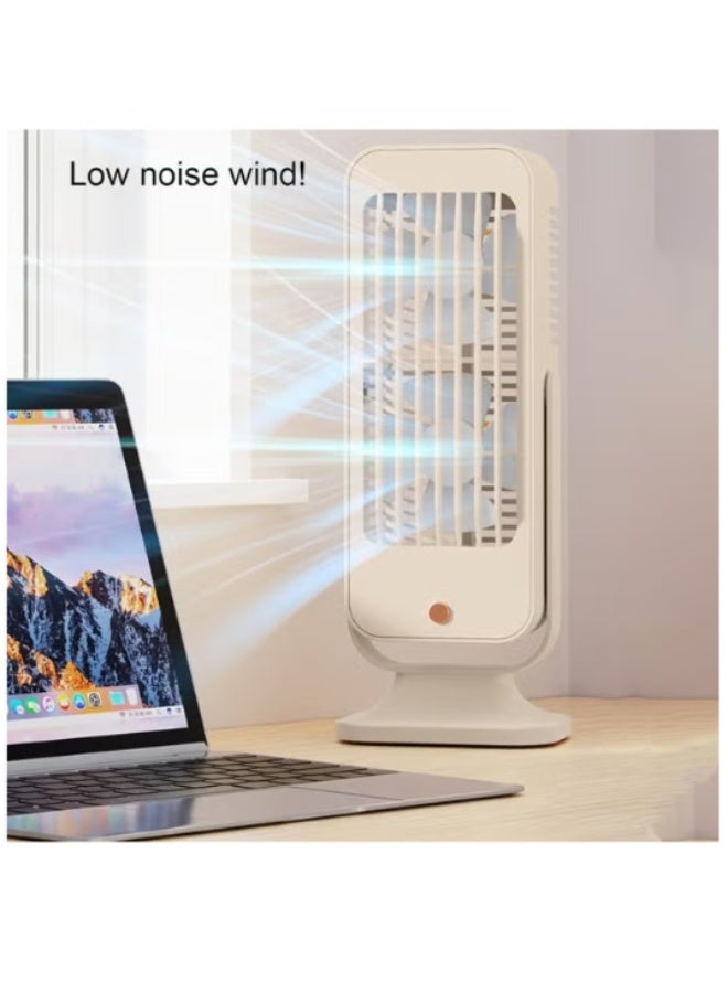 Rechargeable desk fan, portable USB cooling fan, three speeds and adjustable angle, long battery life, small beige table fan - Image 4