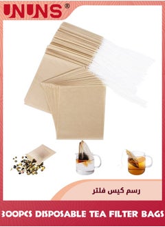 UNUNS Disposable Tea Filter Bags,300 Pcs 8x10cm Safety Food-grade Drawstring Tea Bags,Natural Tea Filter Bags For Loose Tea,Tea Strainer Suitable For Tea Coffee Spice Herbs-Wood Color  - Image 1