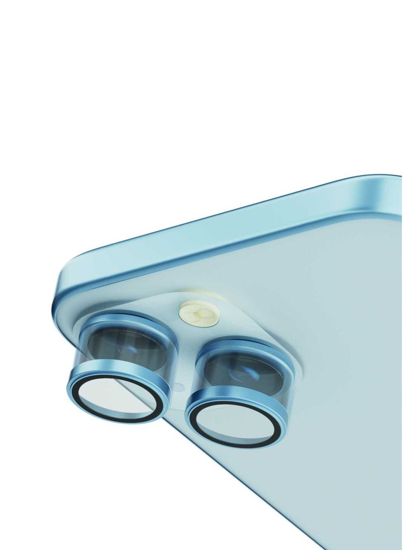 LEVELO Lucent Duo 9H Hardness Camera Lens Protector for iPhone 15 / 15 Plus - Blue  - Image 4