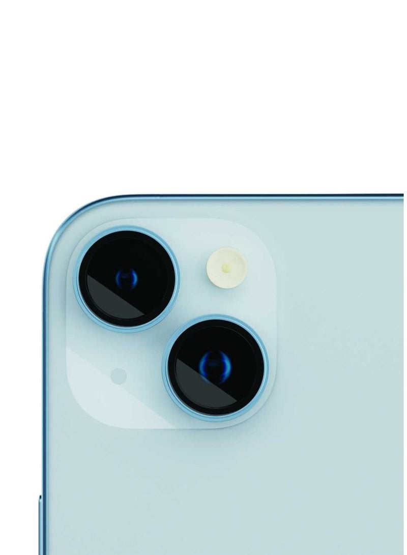 LEVELO Lucent Duo 9H Hardness Camera Lens Protector for iPhone 15 / 15 Plus - Blue  - Image 2