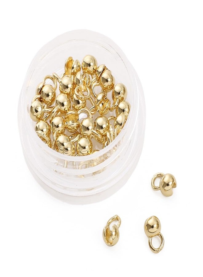 BEADIA 14K Gold Plated Open Crimp Beads 4x6mm 30pcs for Jewelry Making Findings - Image 1