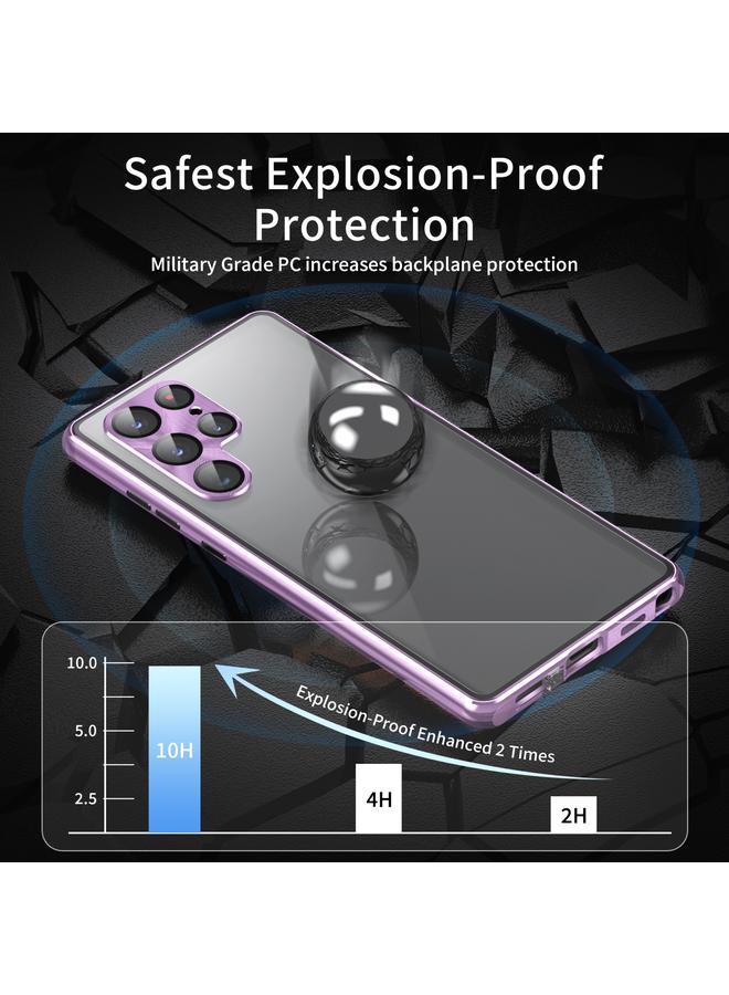 اس-توب جراب لهاتف Samsung Galaxy S24 Ultra 5G HD غطاء كامل مغناطيسي معدني من الزجاج المقوى - Image 2