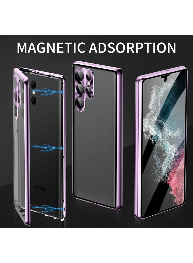 اس-توب جراب لهاتف Samsung Galaxy S24 Ultra 5G HD غطاء كامل مغناطيسي معدني من الزجاج المقوى - Image 3