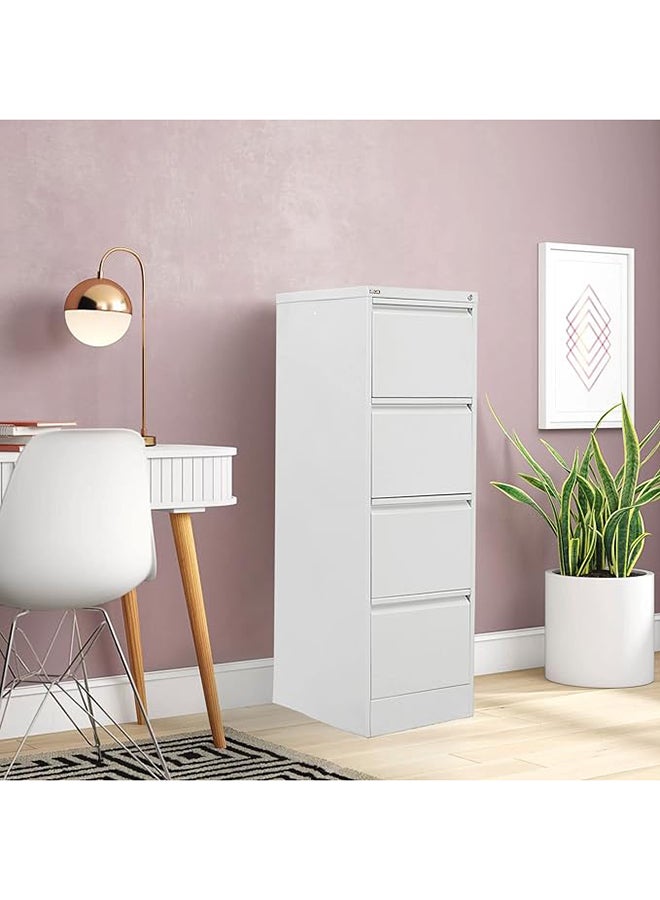 RIGID خزانة ملفات فولاذية عمودية صلبة مع 4 أدراج لحجم قانوني تخزين معدني كبير للمكتب منظم خزانة متينة محمولة لملفات المنزل والمدرسة (أبيض) - مُجمعة مسبقًا - Image 1