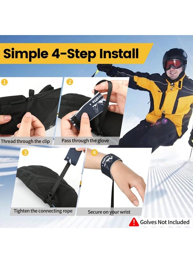 Yncotte Women's Elastic Wrist Glove Safety Strap for Skiing, Adjustable Glove Handcuff Leashes Comfortable for Hanging Gloves - Image 4