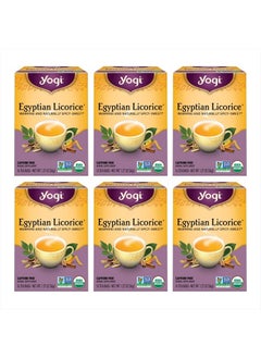 YOGI Tea - Egyptian Licorice Tea (6 Pack) - Warming and Naturally Spicy Sweet - Soothing and Caffeine Free - 96 Organic Herbal Tea Bags  - Image 1