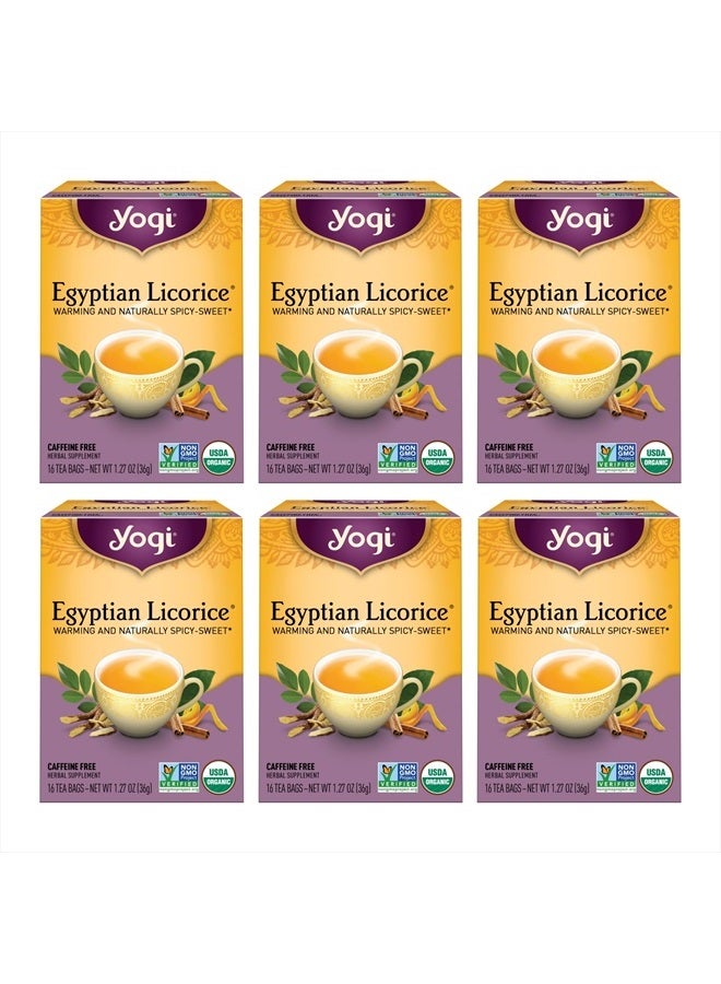 YOGI Tea - Egyptian Licorice Tea (6 Pack) - Warming and Naturally Spicy Sweet - Soothing and Caffeine Free - 96 Organic Herbal Tea Bags  - Image 1