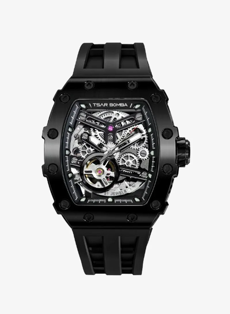 Tsar Bomba TSAR BOMBA Luxury Mens Automatic Mechanical Watches - Japanese Movement Sapphire Glass - 50M Waterproof Men's Watch - Square Wrist Watches Silicone Band Luminous Elegant Gifts for Men TB8208