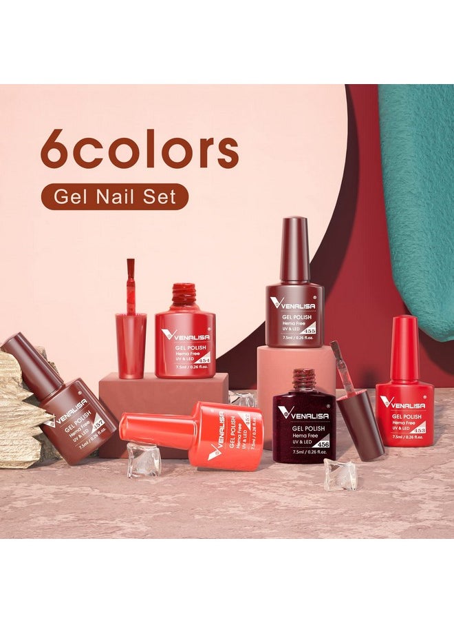 V VENALISA - Venalisa Hema-Free Red Gel Nail Polish Set- 6 Colors Popular Red Burgundy Glitter Gel Polish Kit, Diy At Home Salon Christmas New Year'S Gifts For Girls - Image 1