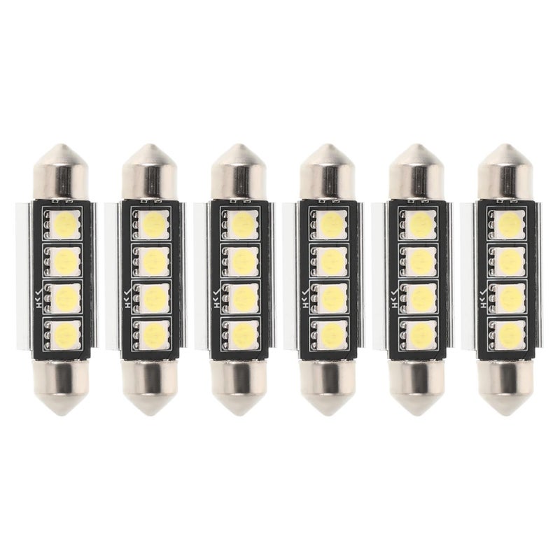 6 لمبات LED للسيارة من نوع القبة، عبوة من 6 قطع، 41 مم، SMD5050، إضاءة داخلية بيضاء ساطعة، بديل لإضاءة صندوق السيارة ولوحة الترخيص وأضواء القراءة والكورتيسي. - Image 2