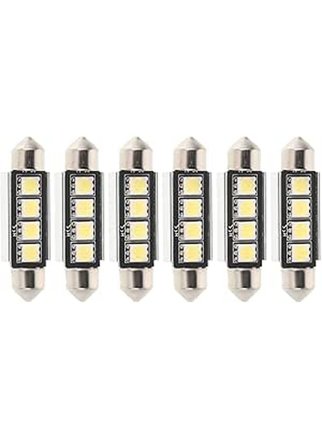 6 لمبات LED للسيارة من نوع القبة، عبوة من 6 قطع، 41 مم، SMD5050، إضاءة داخلية بيضاء ساطعة، بديل لإضاءة صندوق السيارة ولوحة الترخيص وأضواء القراءة والكورتيسي. - Image 1