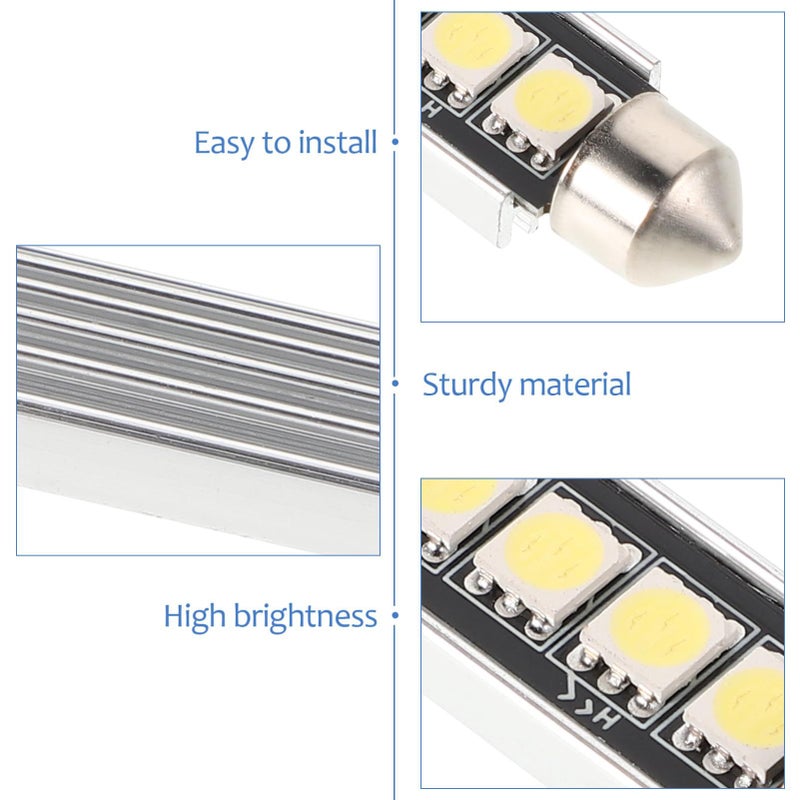 6 لمبات LED للسيارة من نوع القبة، عبوة من 6 قطع، 41 مم، SMD5050، إضاءة داخلية بيضاء ساطعة، بديل لإضاءة صندوق السيارة ولوحة الترخيص وأضواء القراءة والكورتيسي. - Image 4