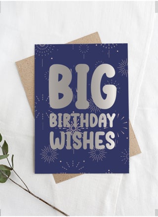 Big Birthday Wishes Greeting Card - Blue