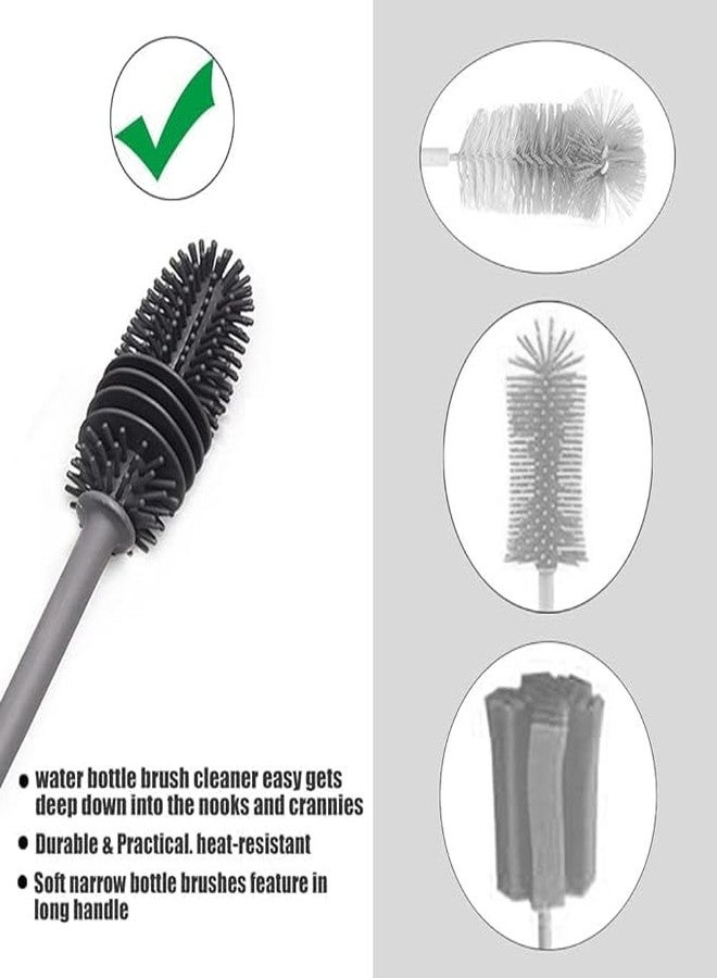 SARTHU Pack of 3 | 3-in-1 Cup Lid Gap Cleaning Brush + 2 Silicone Bottle Cleaning Brushes | Multifunctional Bottle, Lid & Straw Cleaner | Long Handle | Soft Flexible Bristles | Multicolo - Image 5